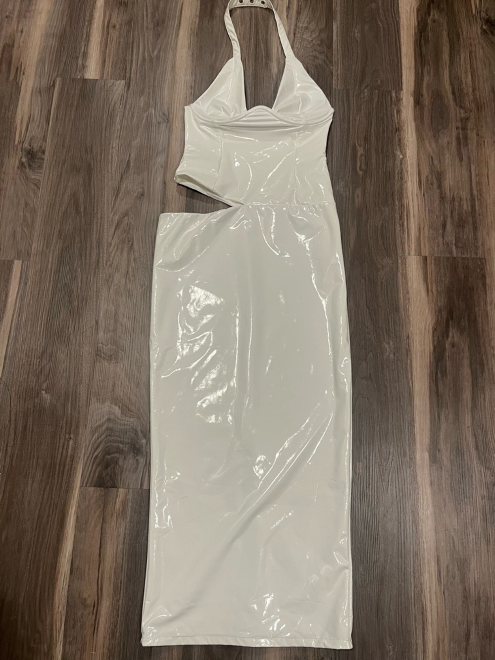 Fashion Nova White Cutout Halter Maxi Dress